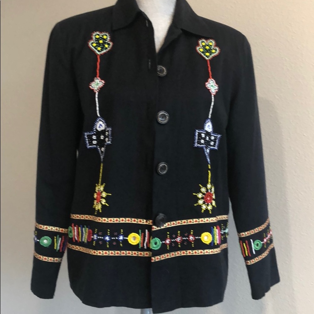 Southwest motif Beaded cotton jacket